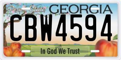 GA license plate CBW4594