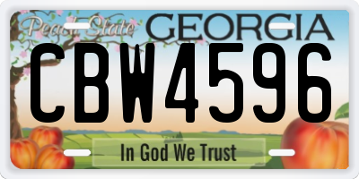 GA license plate CBW4596