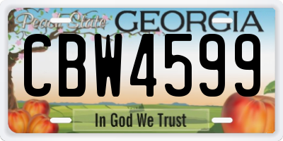 GA license plate CBW4599