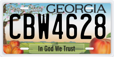GA license plate CBW4628