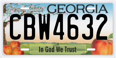 GA license plate CBW4632