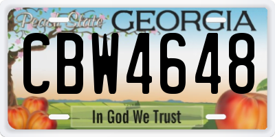 GA license plate CBW4648