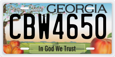 GA license plate CBW4650