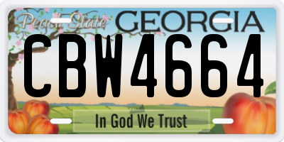 GA license plate CBW4664