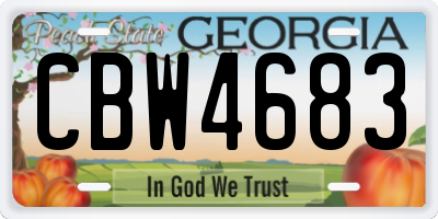 GA license plate CBW4683