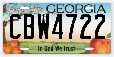 GA license plate CBW4722
