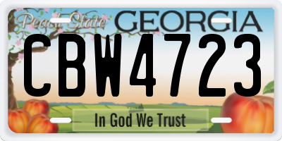 GA license plate CBW4723
