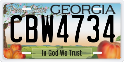 GA license plate CBW4734