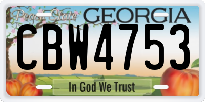 GA license plate CBW4753