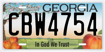 GA license plate CBW4754