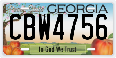 GA license plate CBW4756