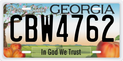 GA license plate CBW4762