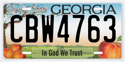 GA license plate CBW4763