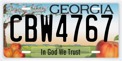 GA license plate CBW4767