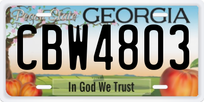 GA license plate CBW4803