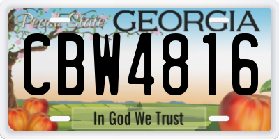 GA license plate CBW4816