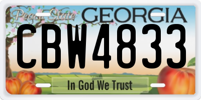GA license plate CBW4833