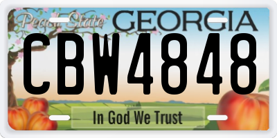 GA license plate CBW4848