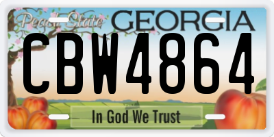 GA license plate CBW4864