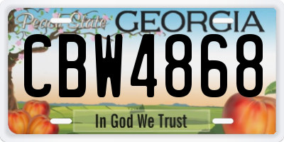 GA license plate CBW4868