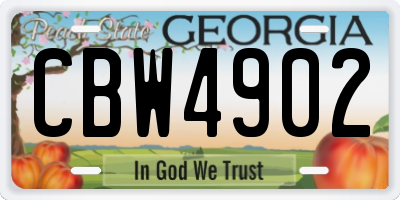 GA license plate CBW4902
