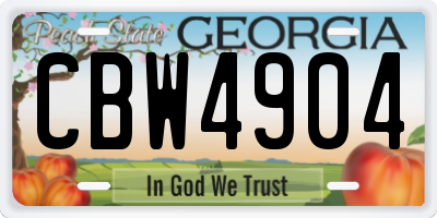 GA license plate CBW4904