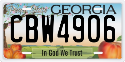 GA license plate CBW4906