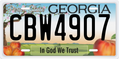 GA license plate CBW4907