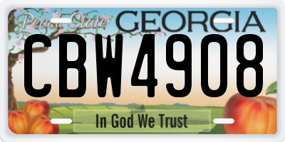GA license plate CBW4908