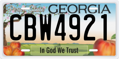 GA license plate CBW4921