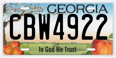 GA license plate CBW4922