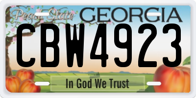 GA license plate CBW4923