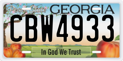 GA license plate CBW4933