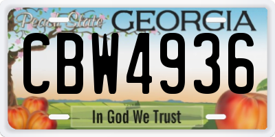 GA license plate CBW4936