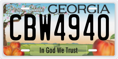 GA license plate CBW4940