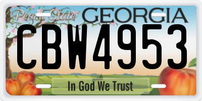 GA license plate CBW4953