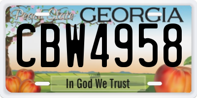 GA license plate CBW4958