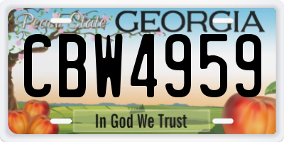 GA license plate CBW4959