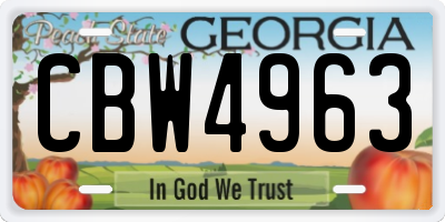 GA license plate CBW4963