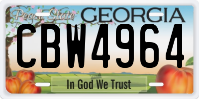 GA license plate CBW4964