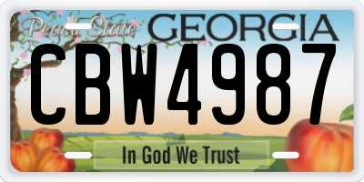 GA license plate CBW4987
