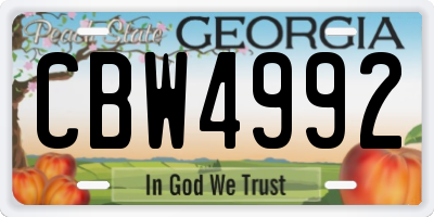 GA license plate CBW4992