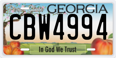 GA license plate CBW4994