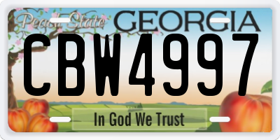 GA license plate CBW4997