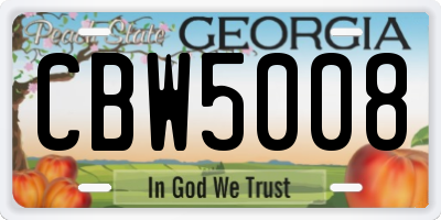 GA license plate CBW5008