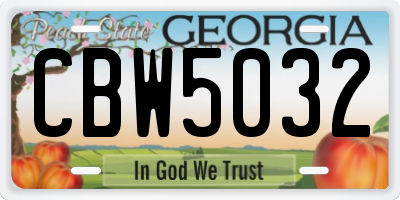 GA license plate CBW5032
