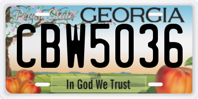 GA license plate CBW5036