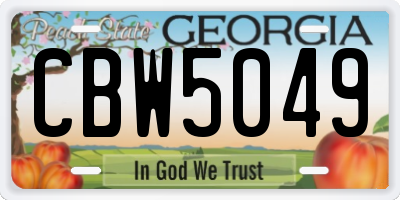 GA license plate CBW5049