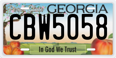 GA license plate CBW5058
