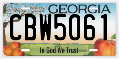 GA license plate CBW5061